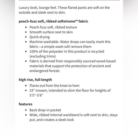 NWT Lululemon Ribbed Softstreme Flared Pant *Regular Bone Size 12 - Picture 8 of 9